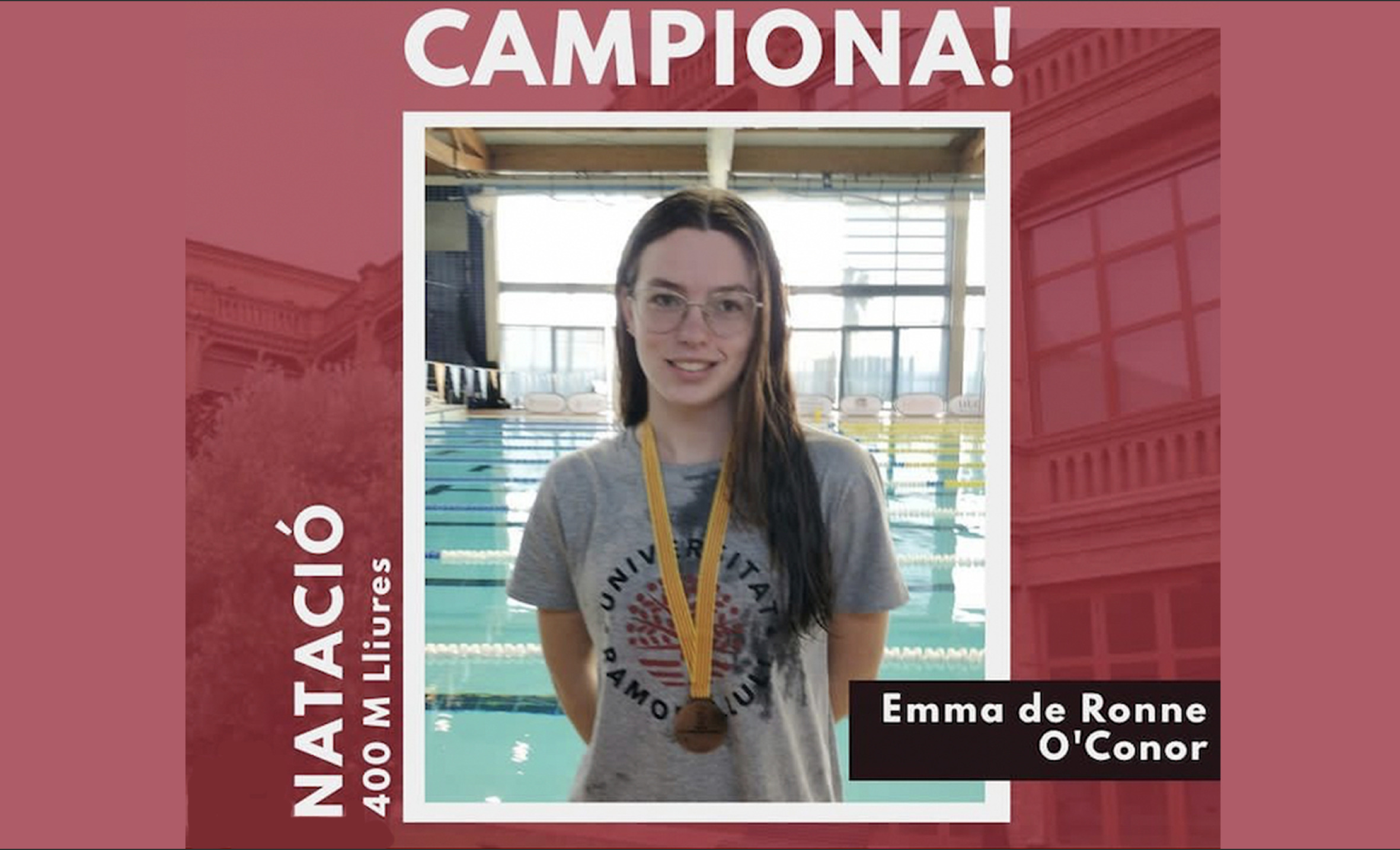 Emma De Ronne guanya el Campionat de Catalunya Universitari de Natació 2023