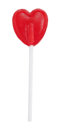 Piruleta en forma de cor vermell