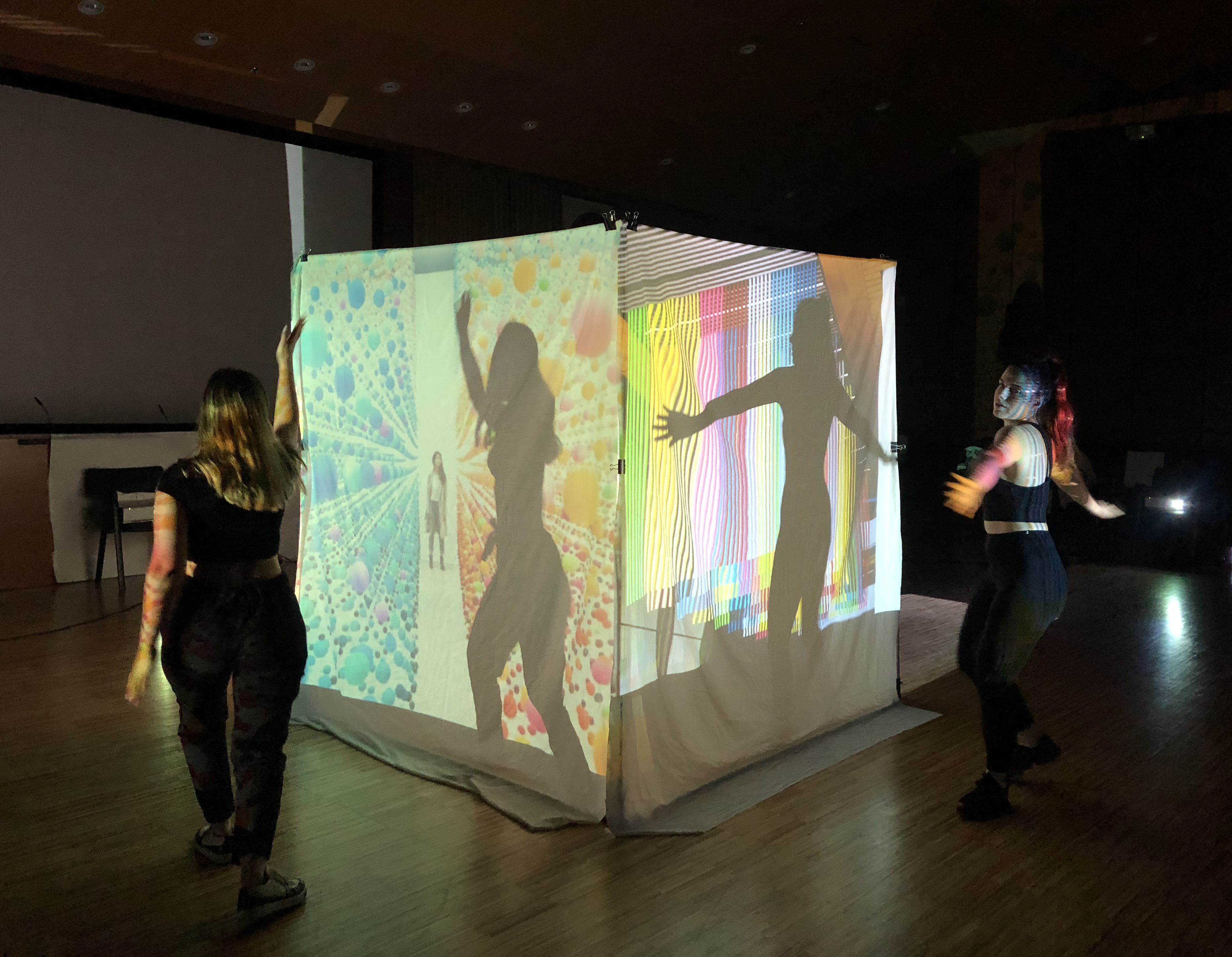 Representació artística d'alumnes Blanquerna jugant amb ombres i colors