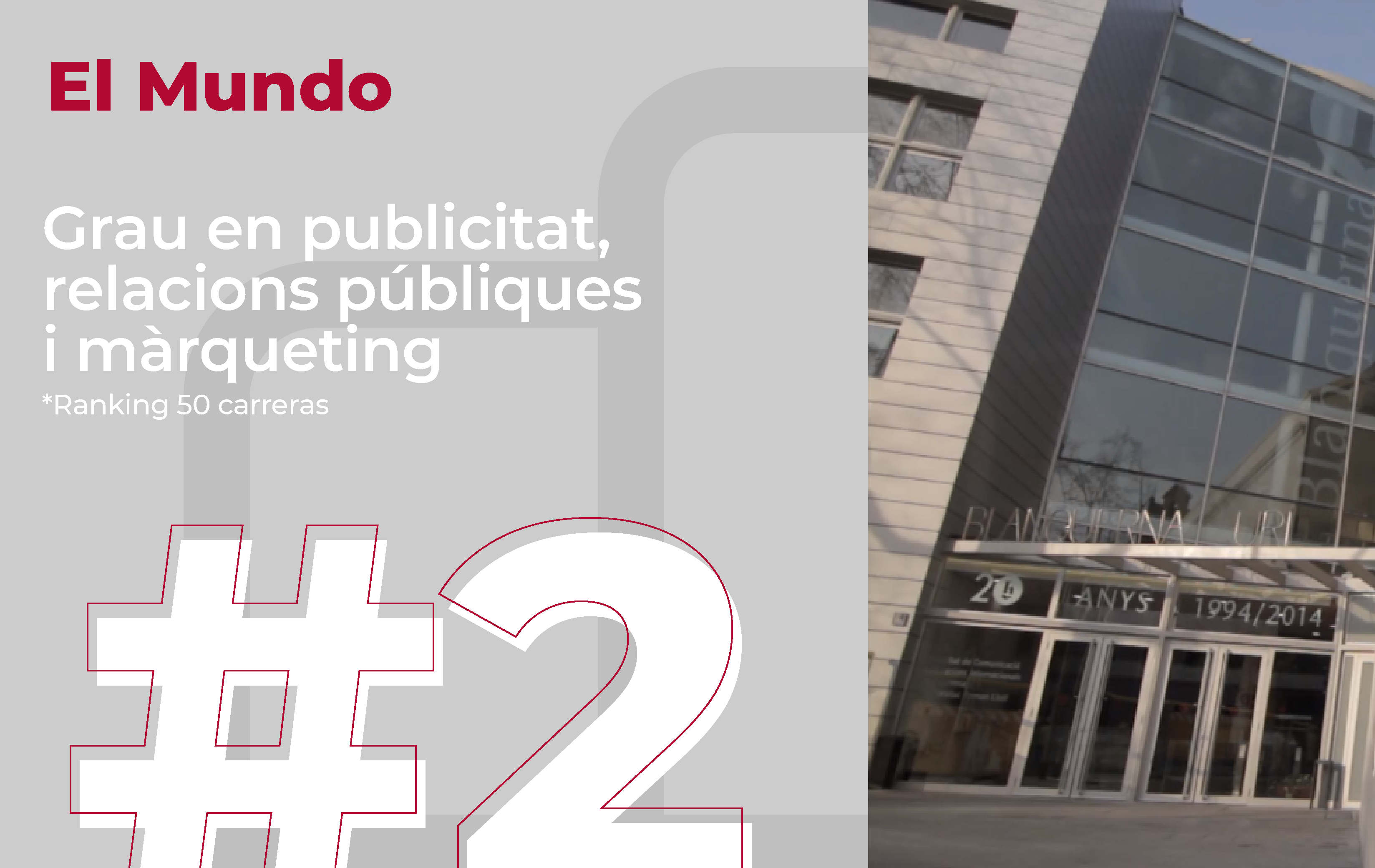 Blanquerna-URL, entre las mejores universidades de España para estudiar Publicidad, Relaciones Públicas y Marketing
