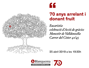 Blanquerna celebra la Eucaristía de celebración de los 70 años de la institución